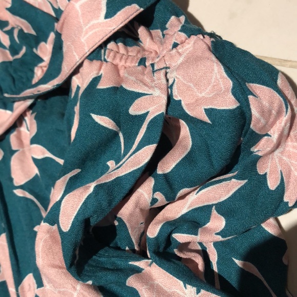 Eloquii green / pink floral print full jumper with waist tie. Like new!! - Picture 6 of 8